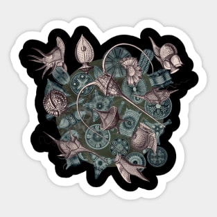 Ernst Haeckel Lavender Grey Peridinea on Cerulean  Diatoms Sticker